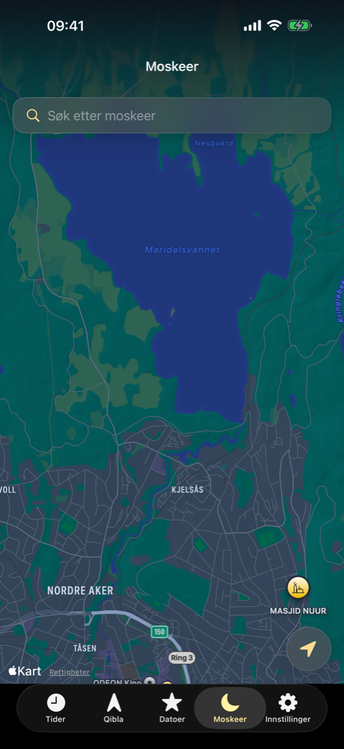 Moskéfinner med kart og moskeer i nærheten